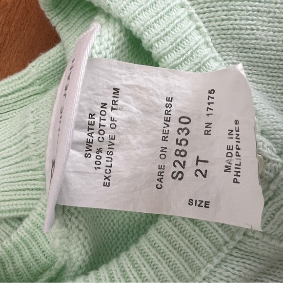 Bonnie Jean Green Cardigan Sweater with Bunnies Easter Spring - Picture 5 of 5